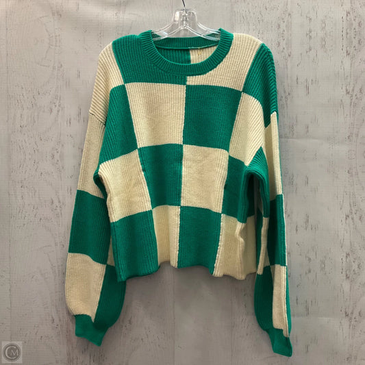 Sweater By Clothes Mentor In Green & White, Size: L