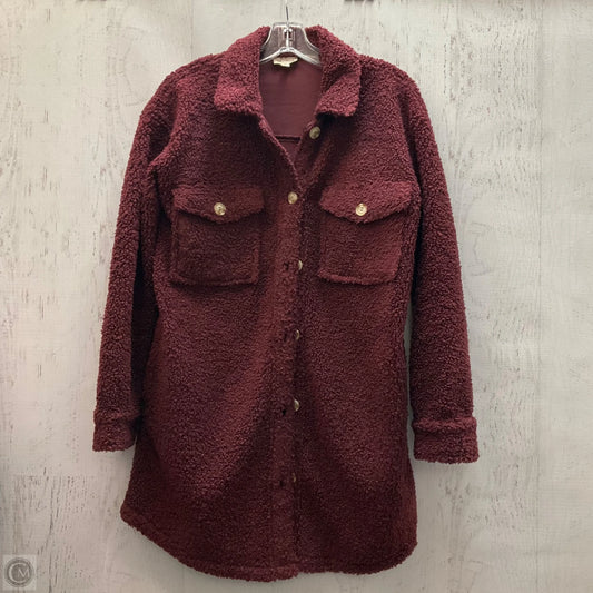 Jacket Shirt By Hem & Thread In Maroon, Size: S
