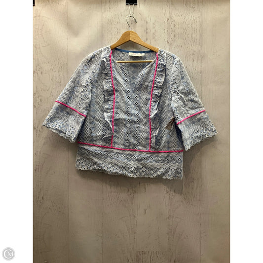 Top Short Sleeve By Vineyard Vines In Blue & White, Size: S