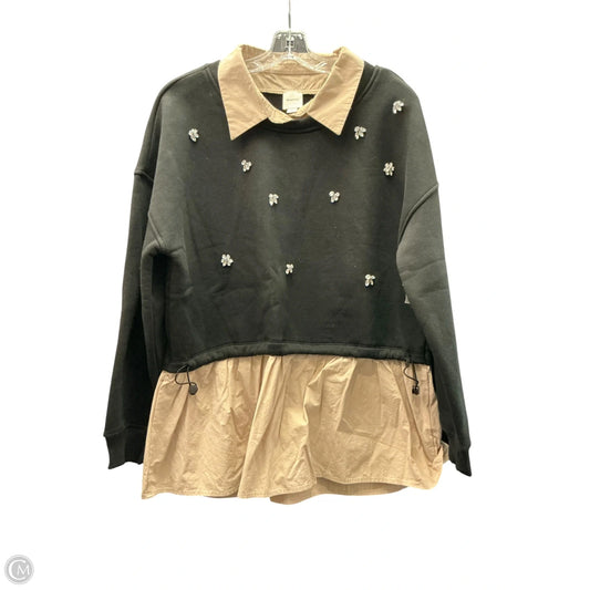 Sweatshirt Collar By Maeve In Black & Tan, Size: M