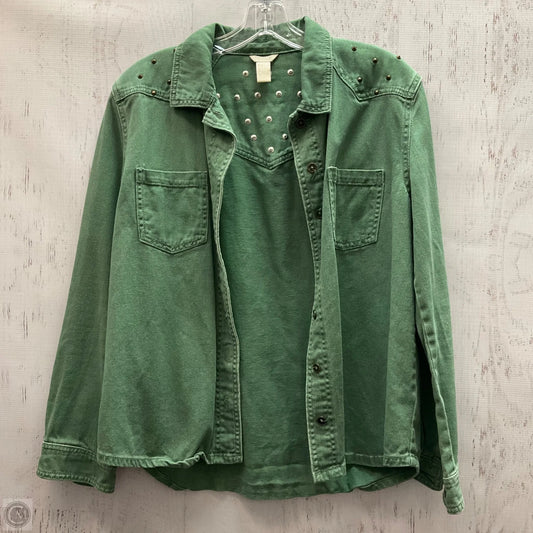 Jacket Denim By Clothes Mentor In Green, Size: L