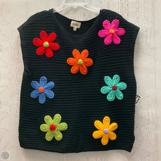 Sweater Short Sleeve By Bibi In Black, Size: M