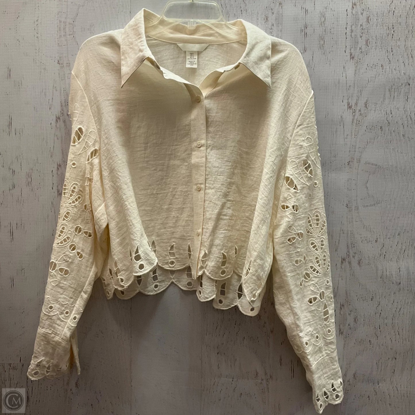 Top Long Sleeve By H&m In Cream, Size: L