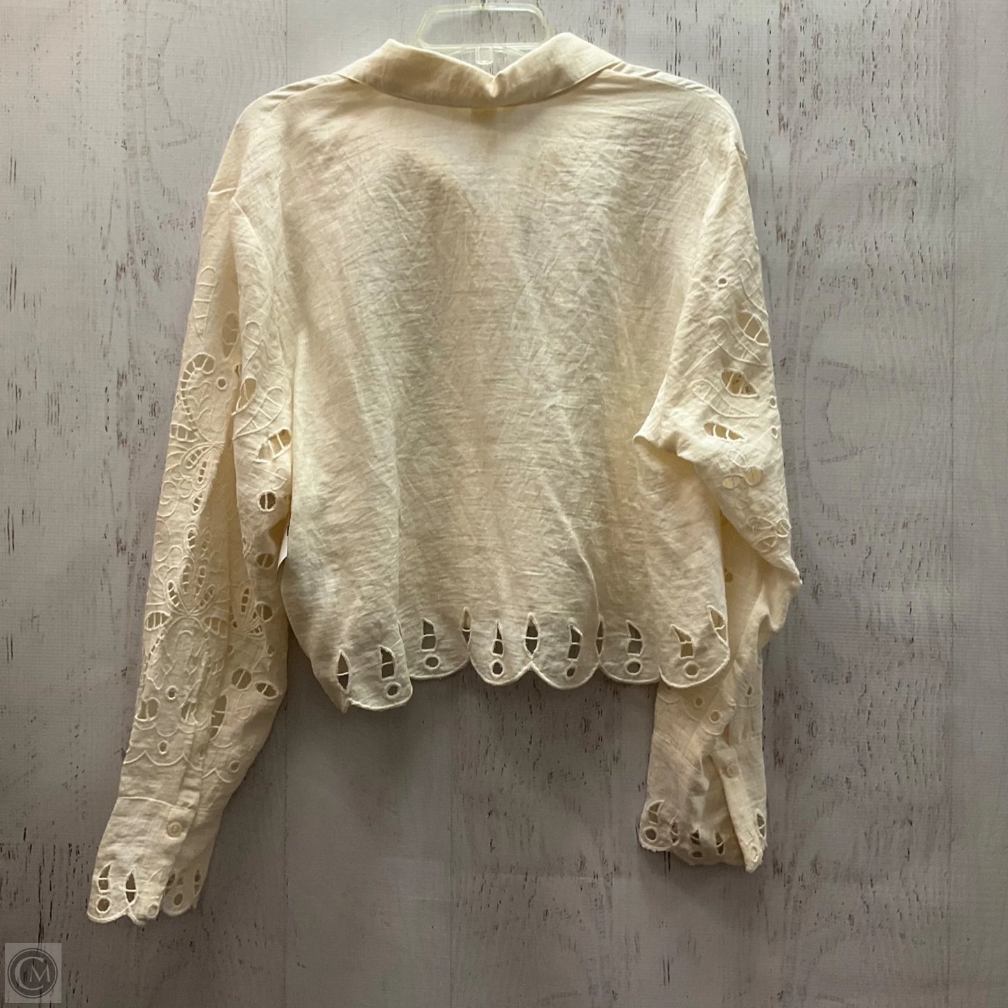 Top Long Sleeve By H&m In Cream, Size: L
