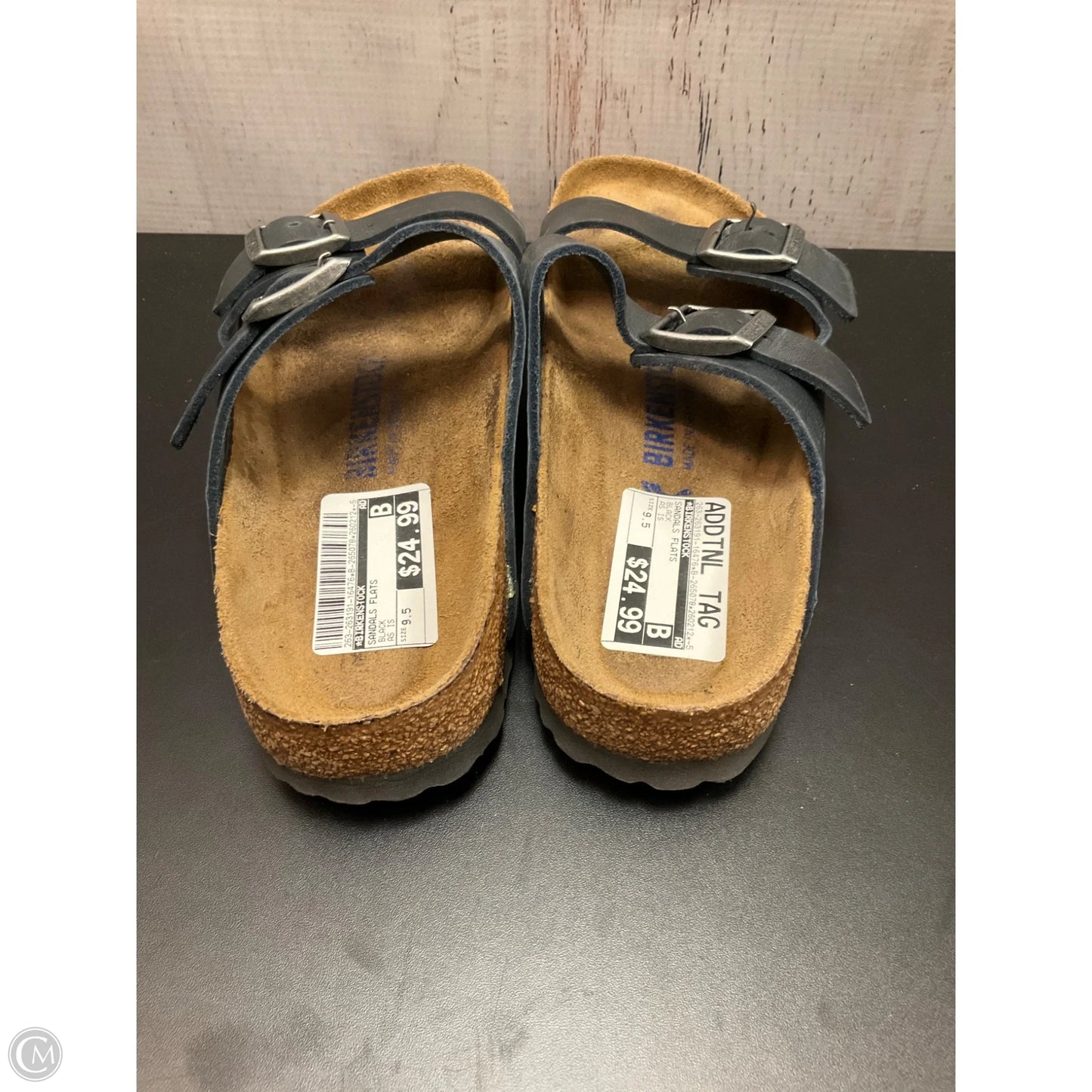 Sandals Flats By Birkenstock In Black, Size: 9.5