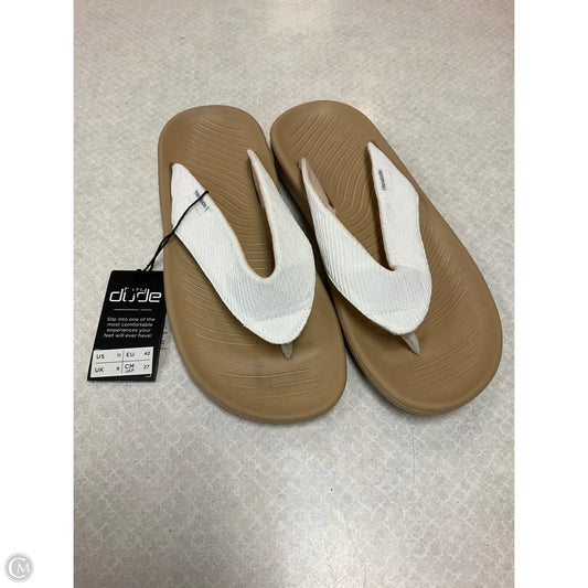 Sandals Flats By Hey Dude In Tan & White, Size: 11