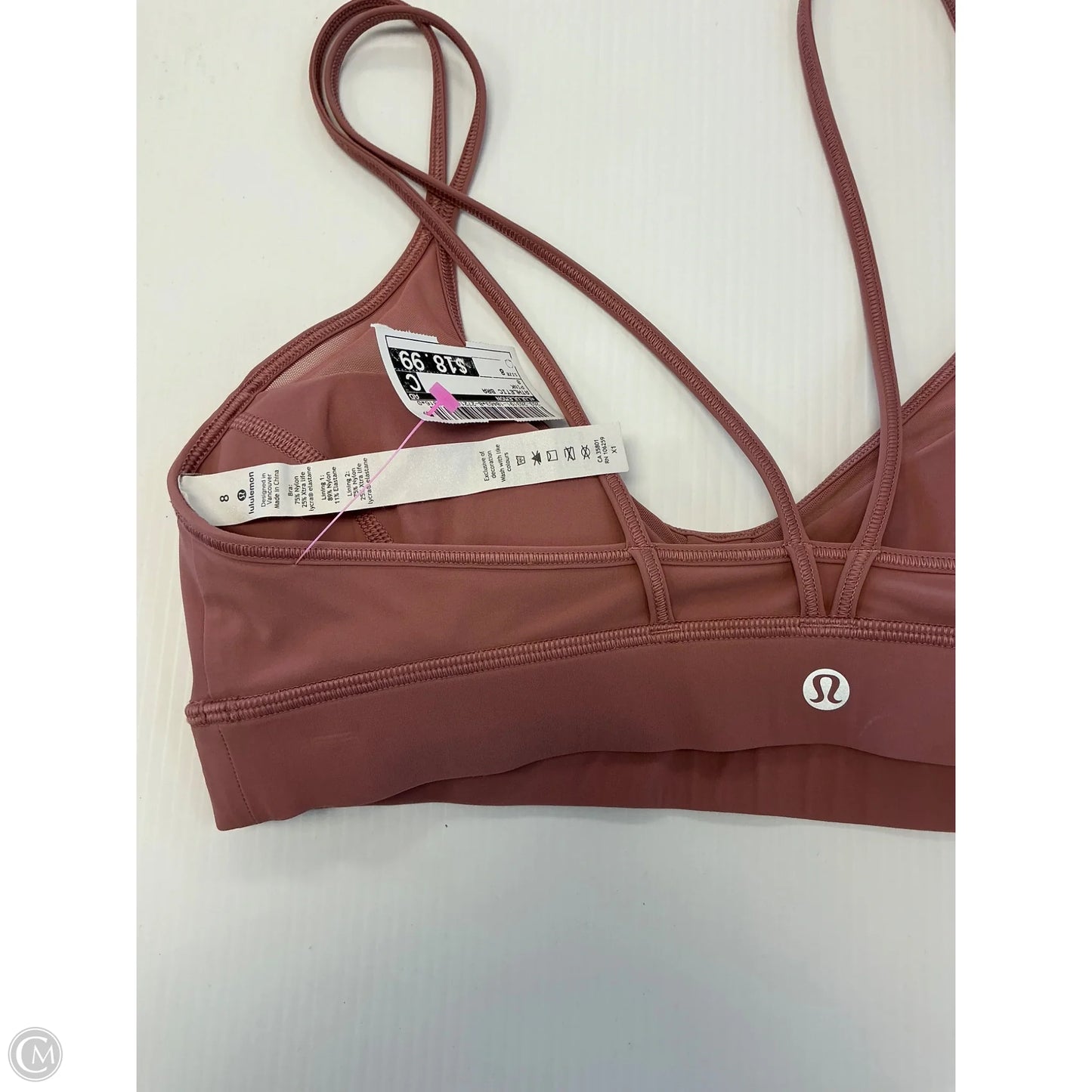 Athletic Bra By Lululemon In Pink, Size: 8