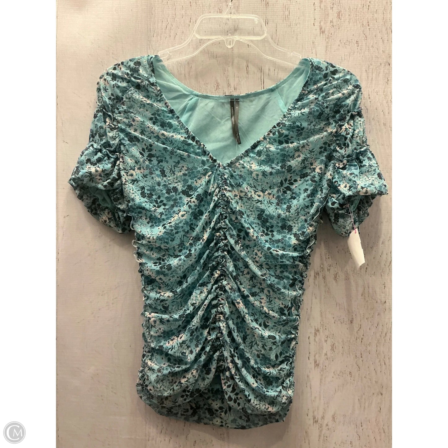 Top Short Sleeve By Anthropologie In Blue, Size: S
