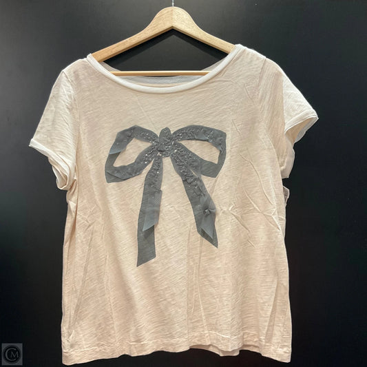 Top Short Sleeve By Loft In Tan, Size: L