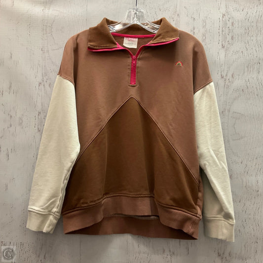 Sweatshirt Collar By Clothes Mentor In Brown & Cream, Size: M