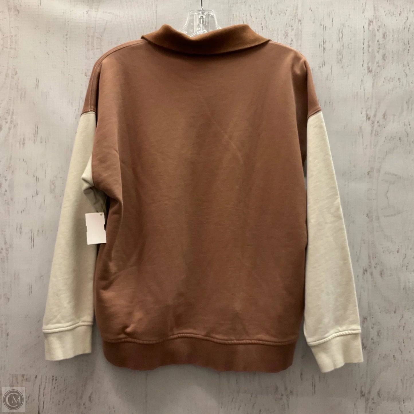 Sweatshirt Collar By Clothes Mentor In Brown & Cream, Size: M