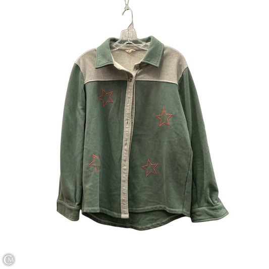 Jacket Shirt By Hem & Thread In Green, Size: M