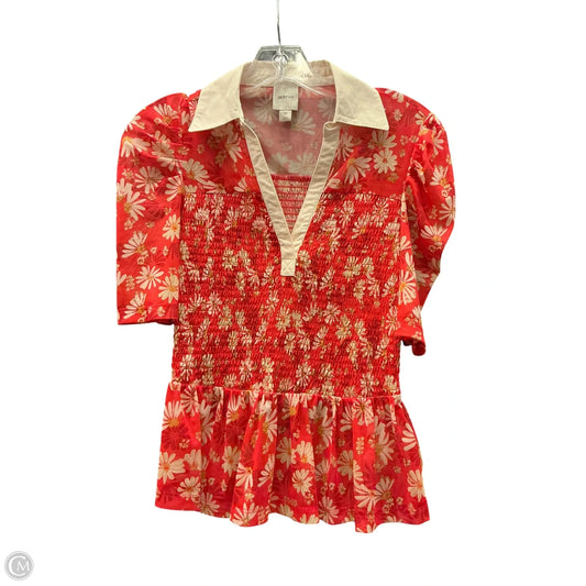 Top Short Sleeve By Maeve In Orange & White, Size: Xs