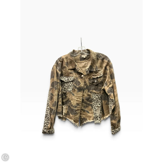 Jacket Denim By Pol In Animal Print, Size: L