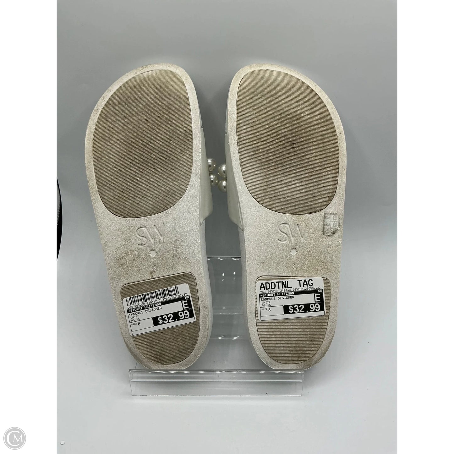 Sandals Designer By Stuart Weitzman In White, Size: 8