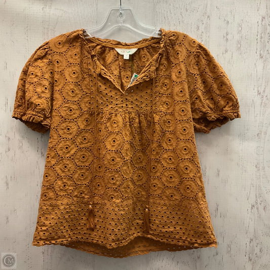 Top Short Sleeve By Adiva In Brown, Size: M