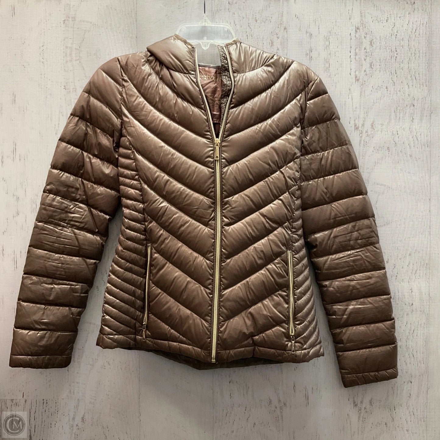 Jacket Puffer & Quilted By Calvin Klein In Bronze, Size: Xs