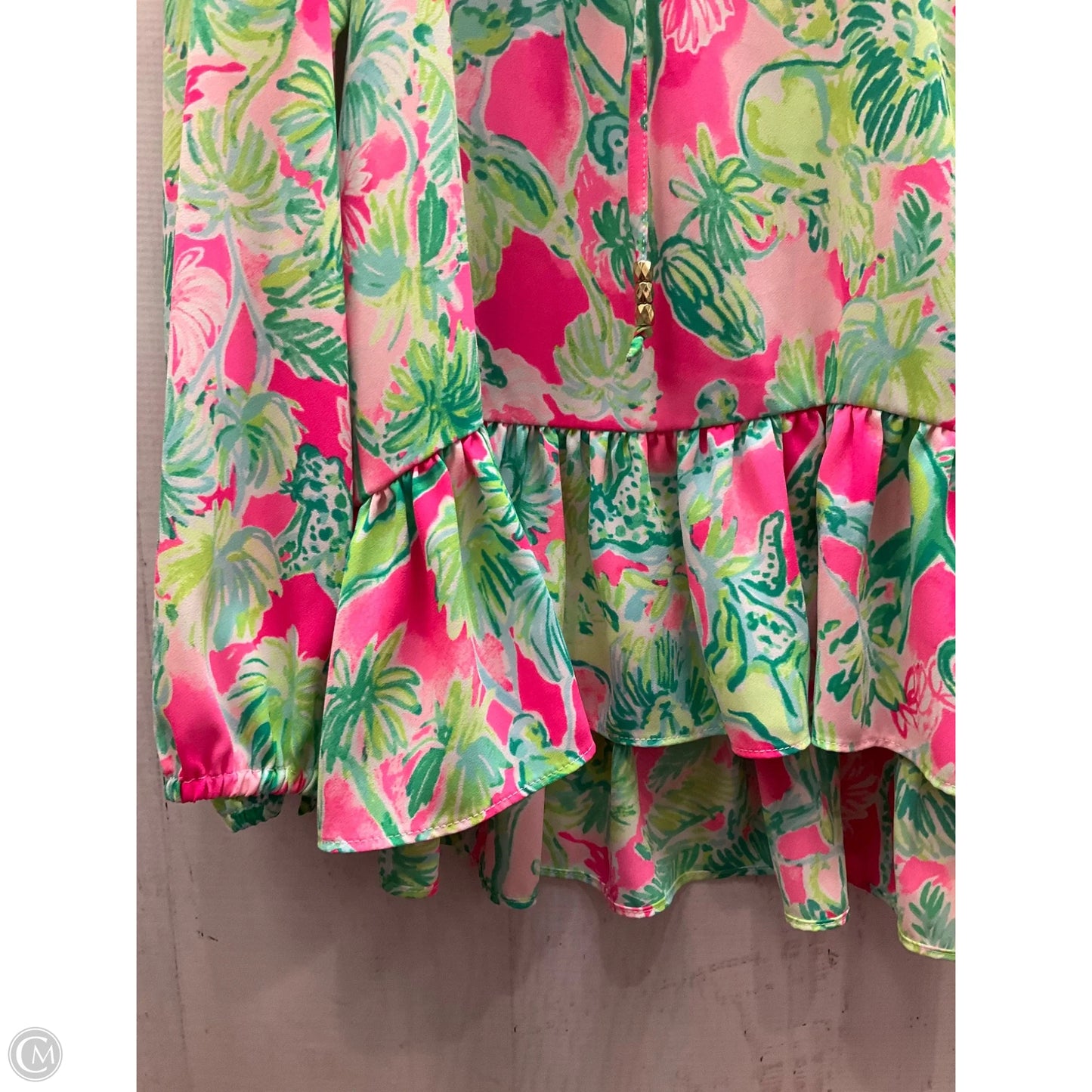 Top Long Sleeve Designer By Lilly Pulitzer In Green & Pink, Size: S