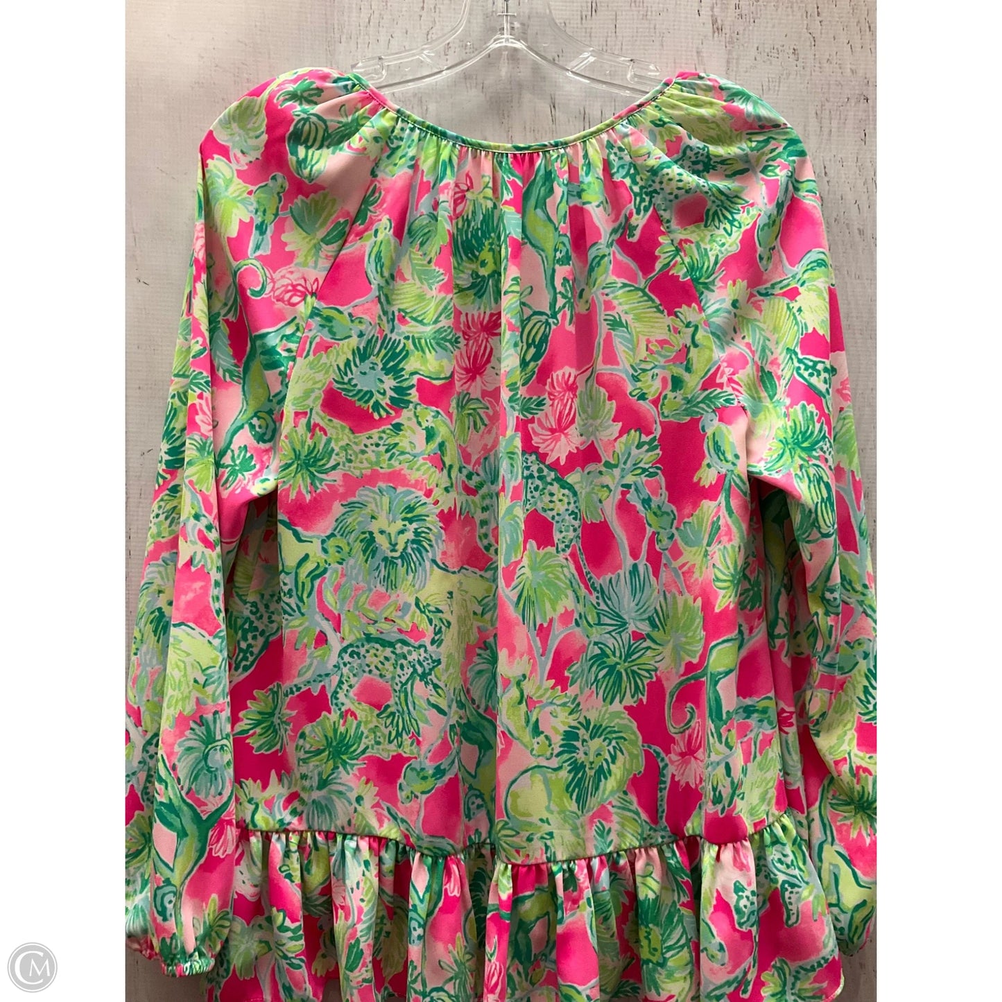Top Long Sleeve Designer By Lilly Pulitzer In Green & Pink, Size: S