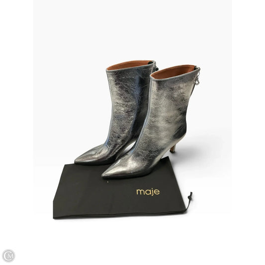 Boots Ankle Heels By Maje In Silver, Size: 9