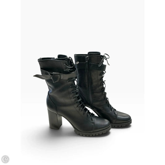 Boots Mid-calf Heels By Clothes Mentor In Black, Size: 9