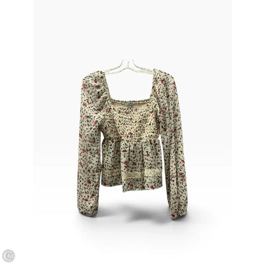 Top Long Sleeve By Love Fire In Floral Print, Size: L