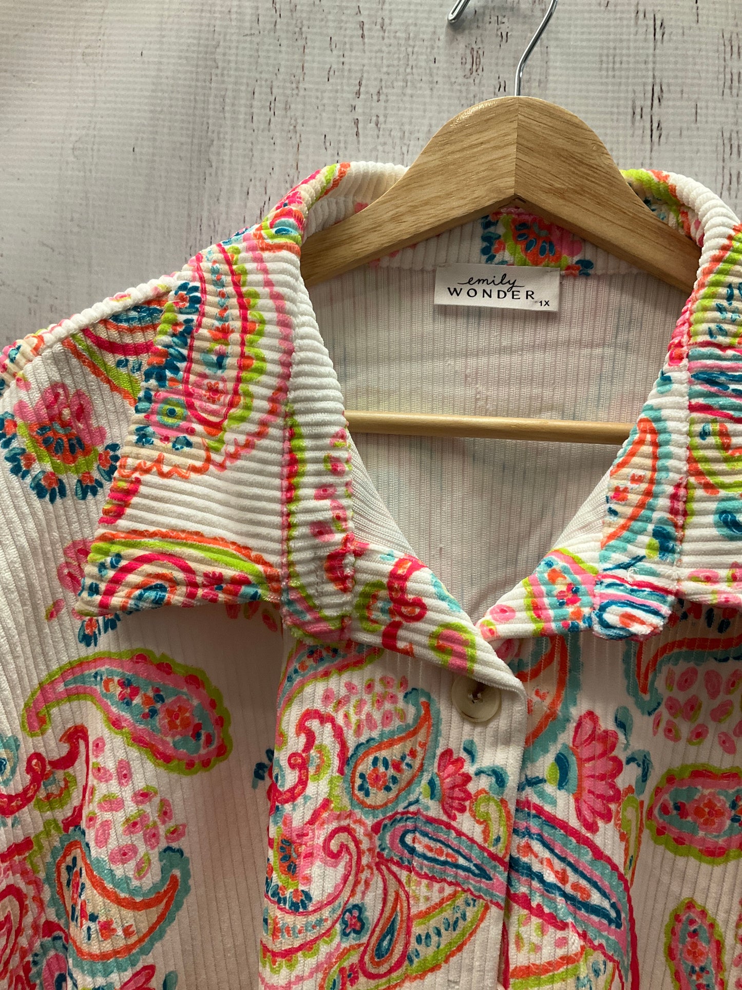 Jacket Shirt By Emily Wonder In Multi, Size:1X