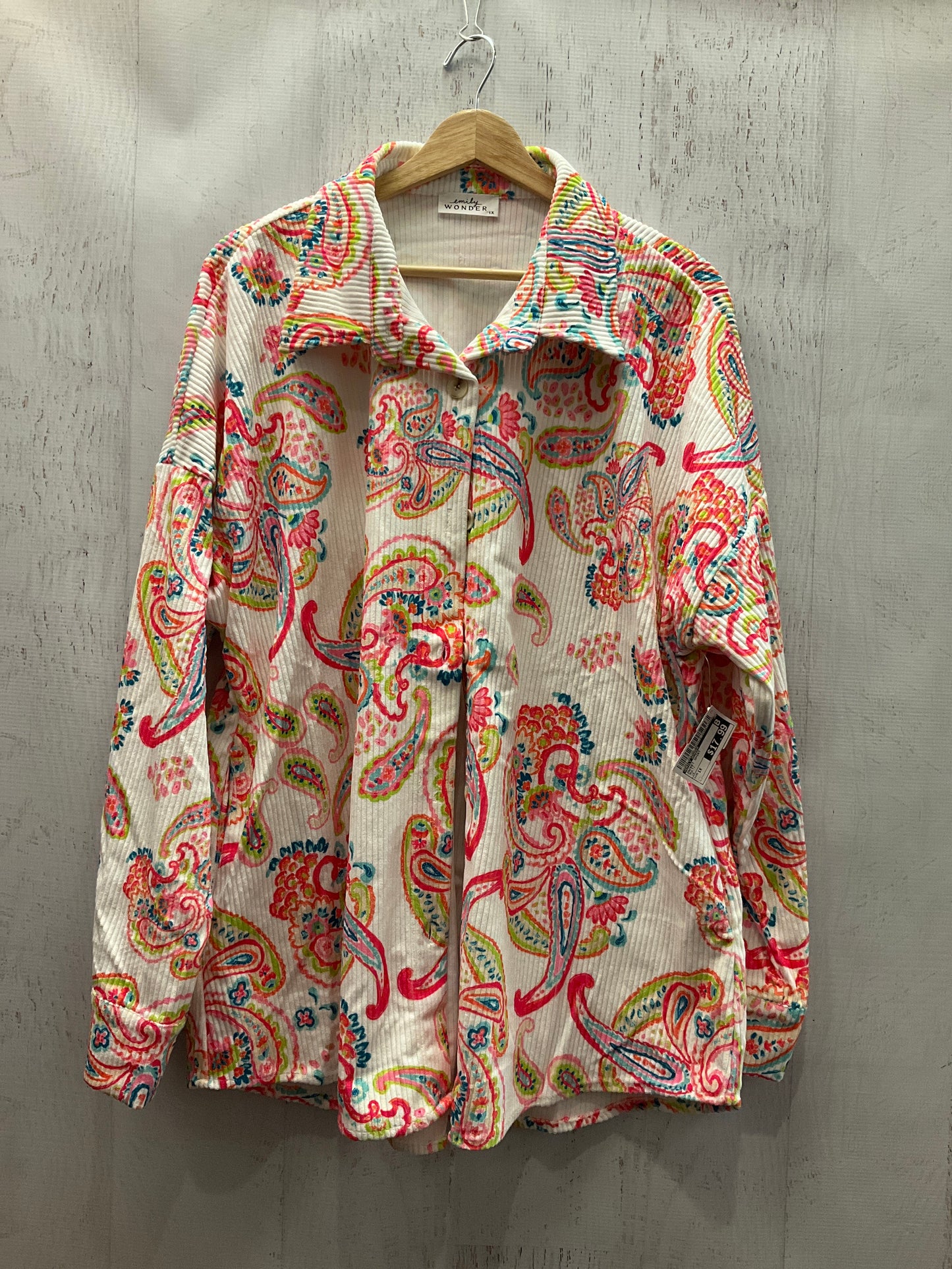 Jacket Shirt By Emily Wonder In Multi, Size:1X