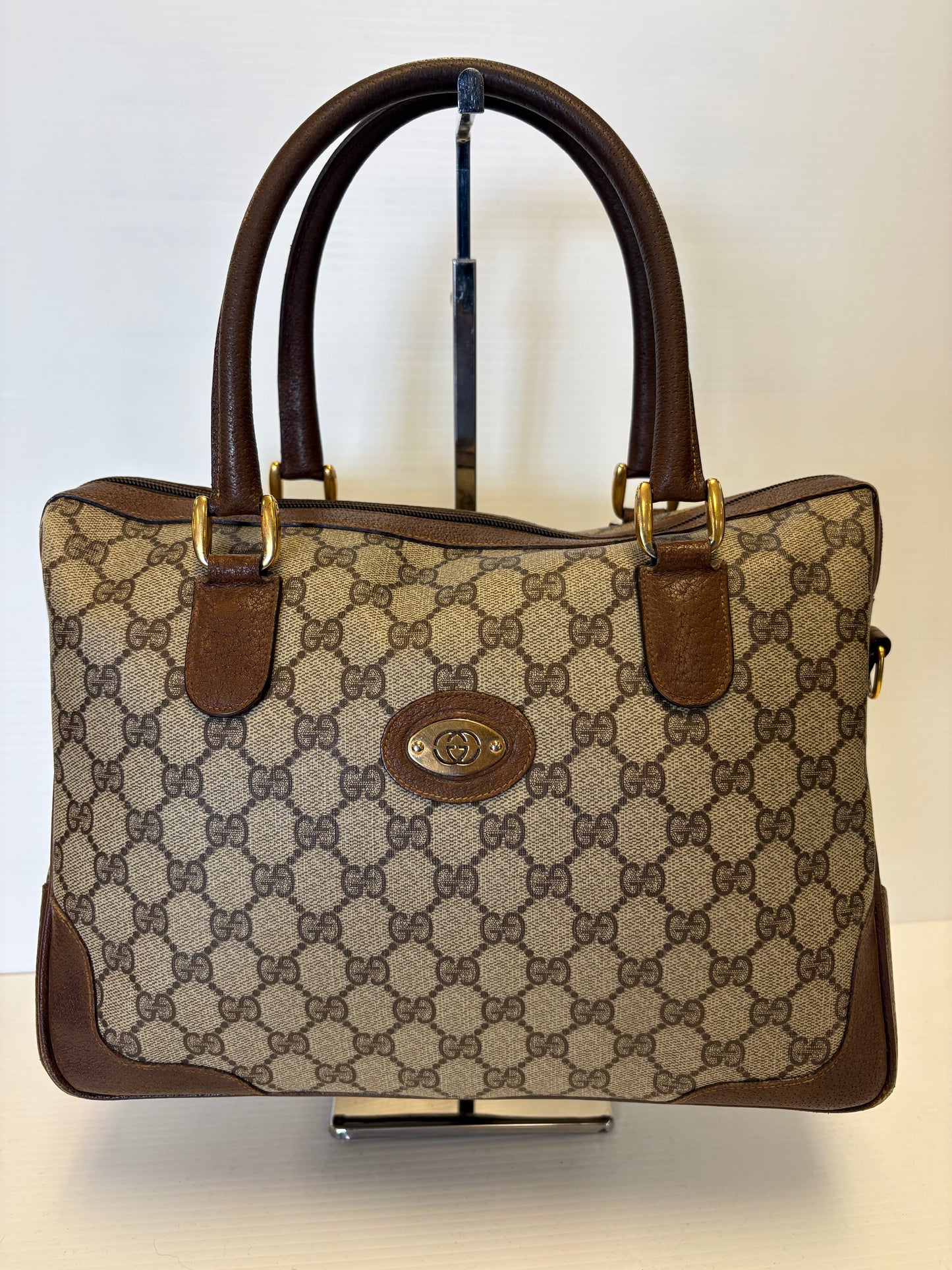 Handbag Luxury Designer By Gucci In Brown, Size:Large