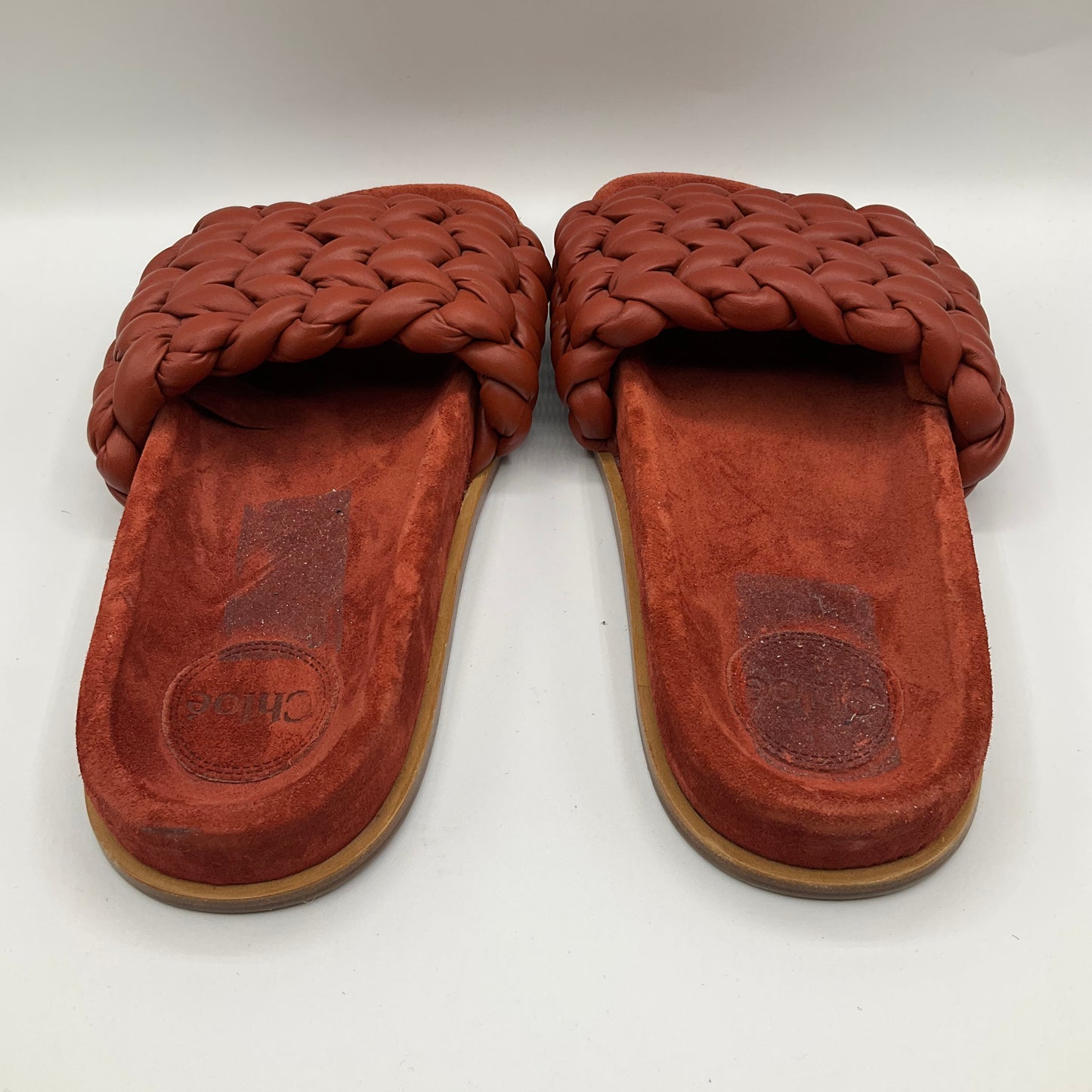 Red Sandals Designer Chloe, Size 8